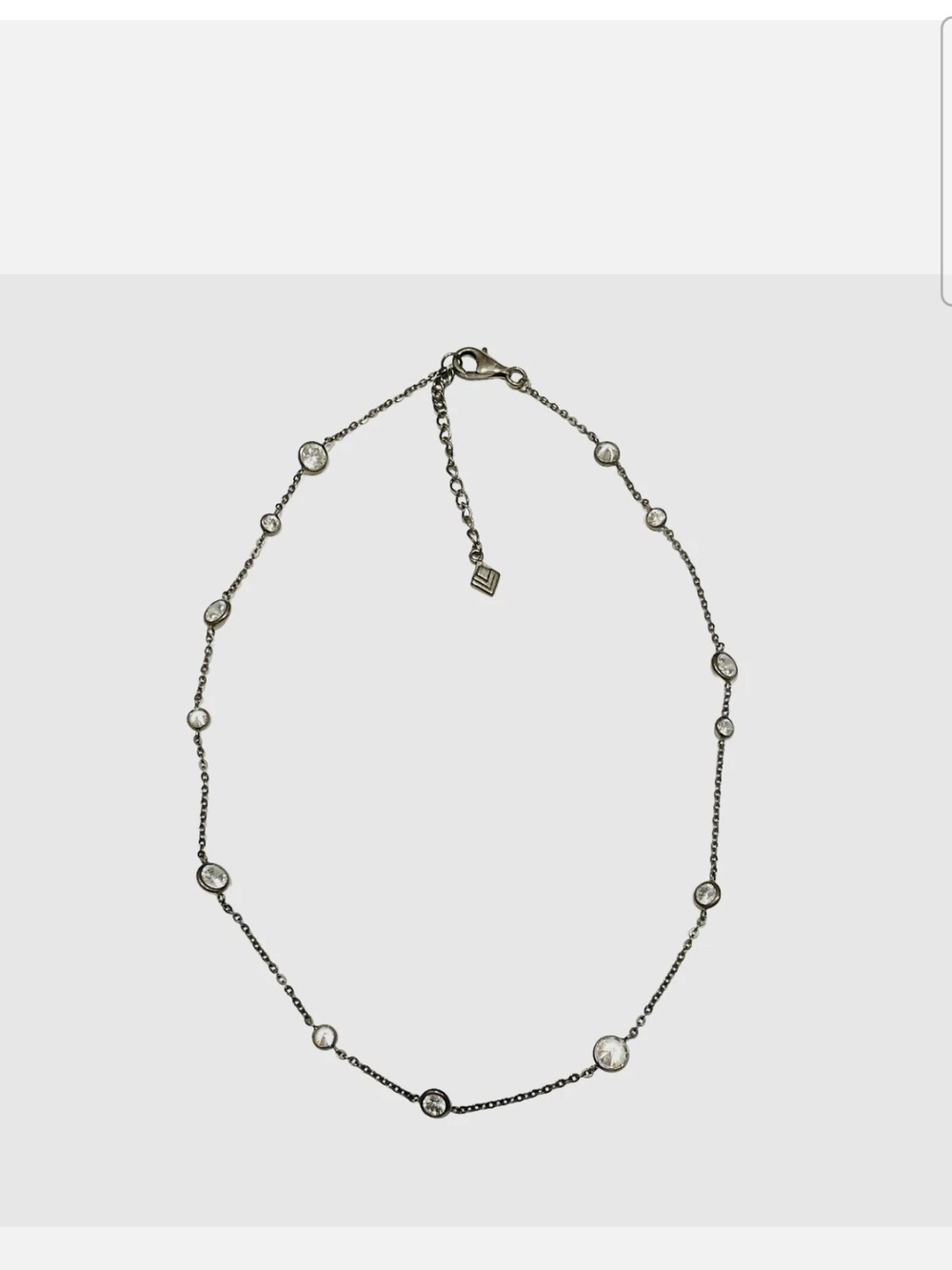 Silpada- Delicate Clear Stone Station Necklace - Silver Tone